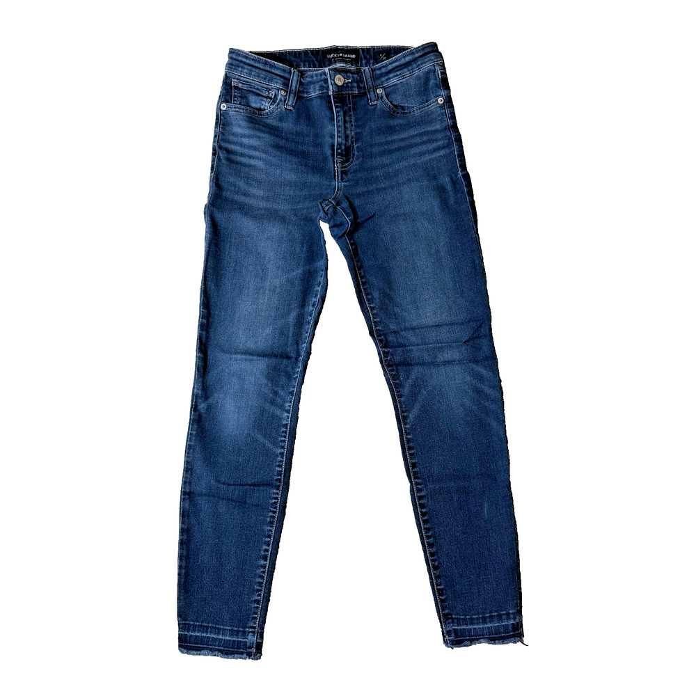 Lucky Brand Jean Ava Leggings Raw Hem Medium Wash Blue Skinny Women Sz 4 27